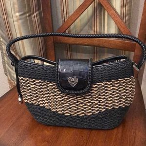 Small Black and Tan Straw Brighton Purse
